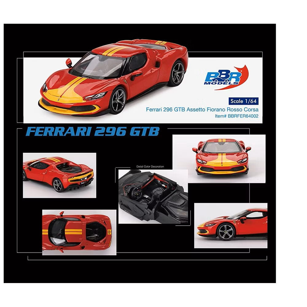 BBR Models - Ferrari 296 GTB Assetto Fiorano Rosso Corsa - 1/64 Scale BBRFER64002