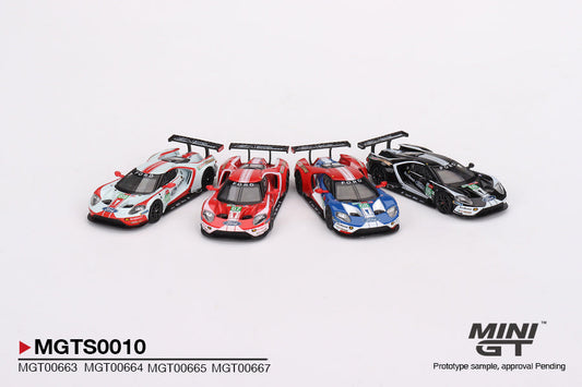 Mini GT - 4 Cars Set Ford GT LMGTE PRO 2019 24 Hrs of Le Mans Ford Chip Ganassi Team - Scala 1/64 MGTS0010