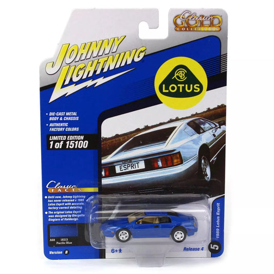 Johnny Lightning - 1989 Lotus Esprit Pacific Blue Series Classic Gold - Scale 1/64