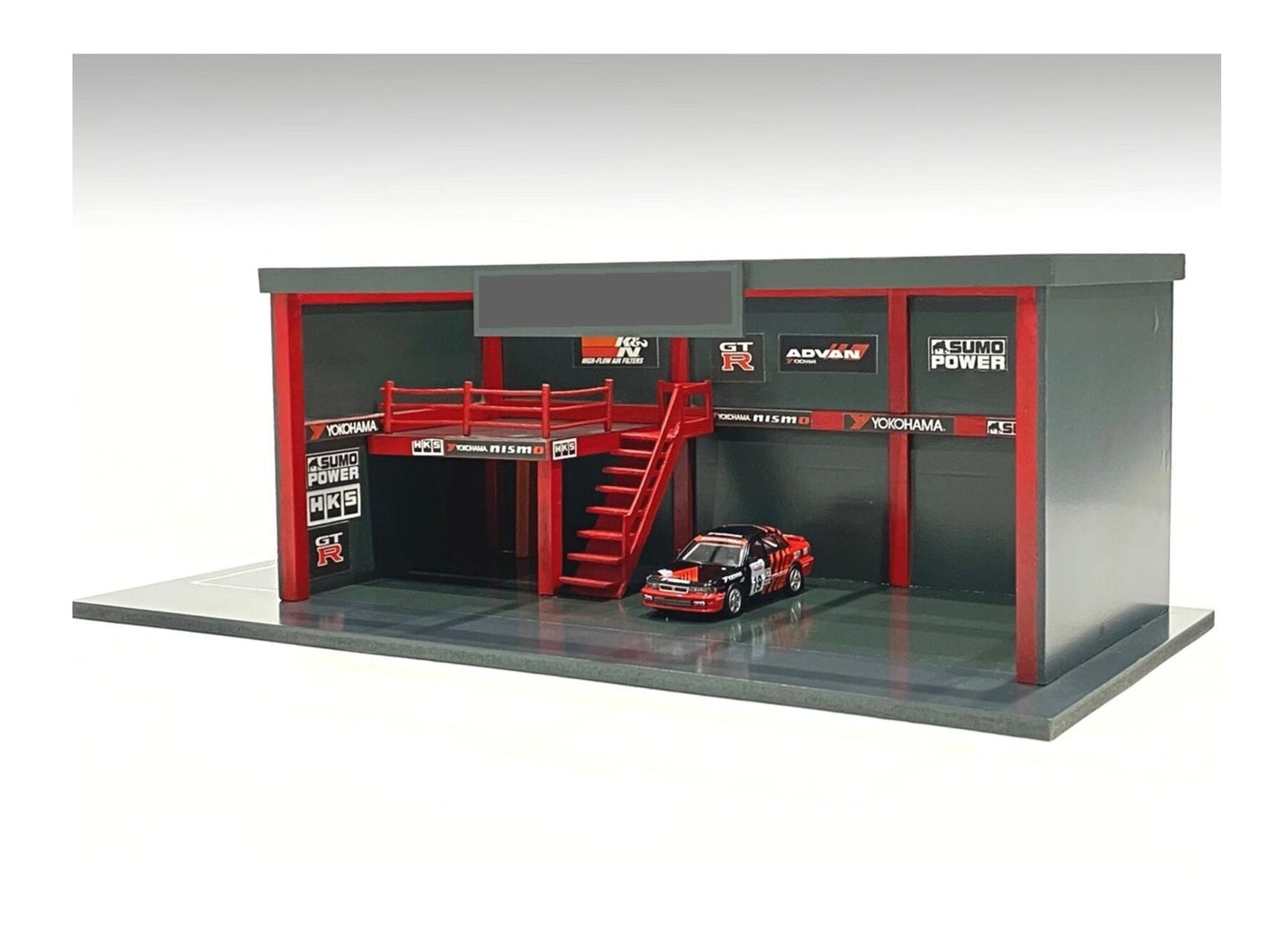 American Diorama - Garage Diorama with Advan Stickers Included Cars Not Included - Scale 1/64 AD-76530MJ