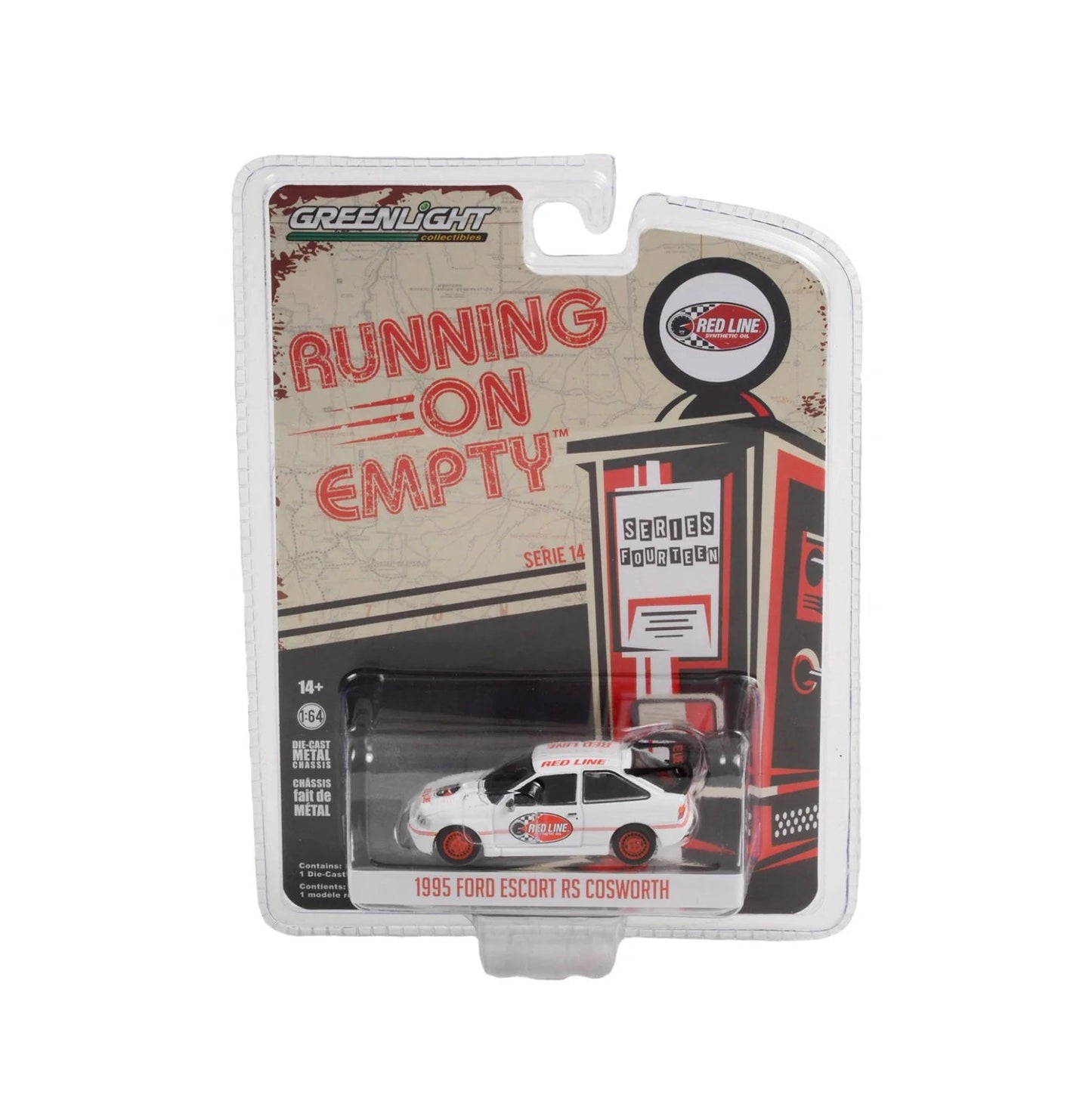 Greenlight Collectibles - 1995 Ford Escort RS Cosworth Red Line Synthetic Oil Running on Empty Series - 1/64 Scale