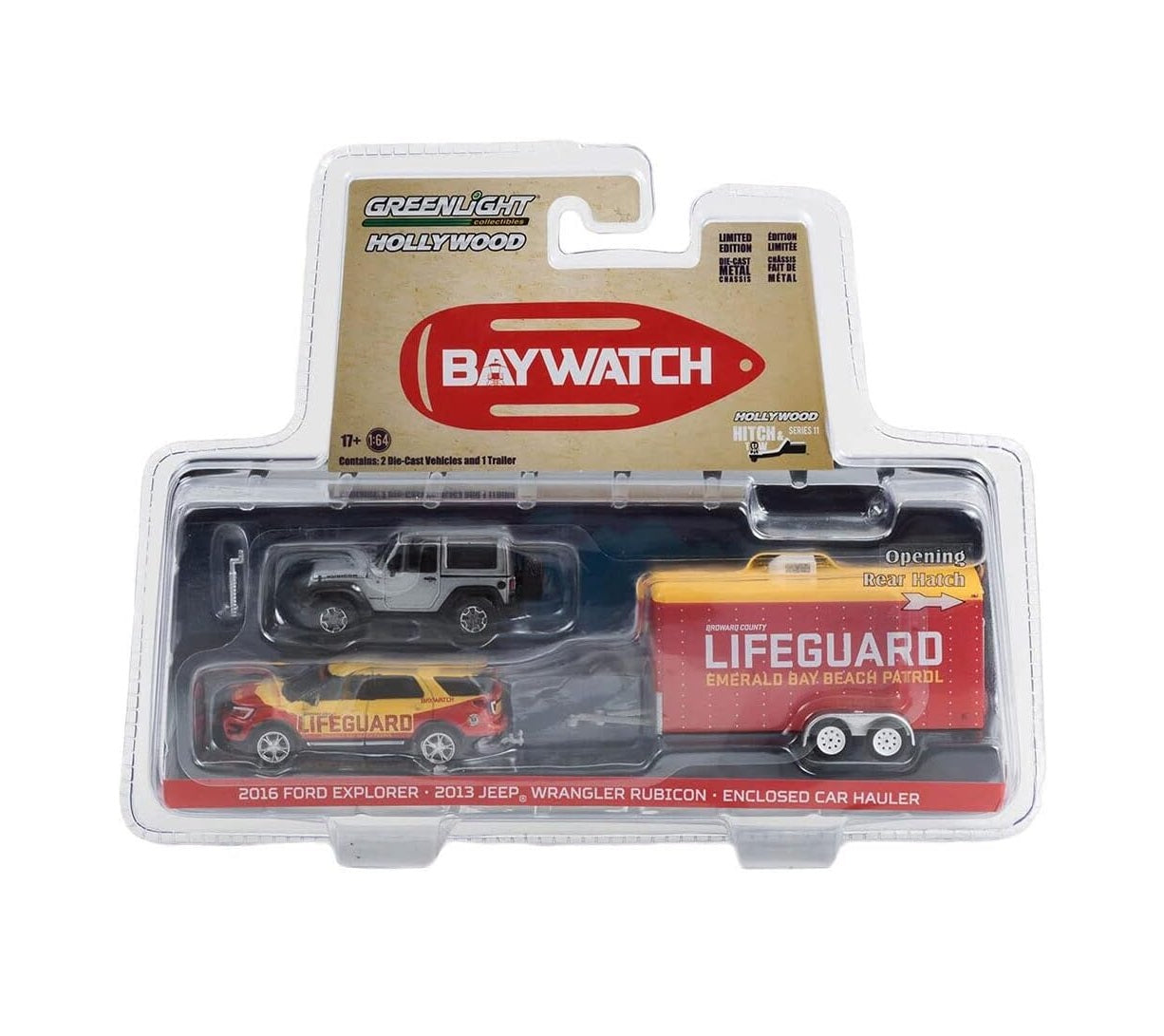 Greenlight Collectibles - Baywatch Set Emerald Bay Beach Patrol Lifeguard - 1/64 Scale Hollywood Series