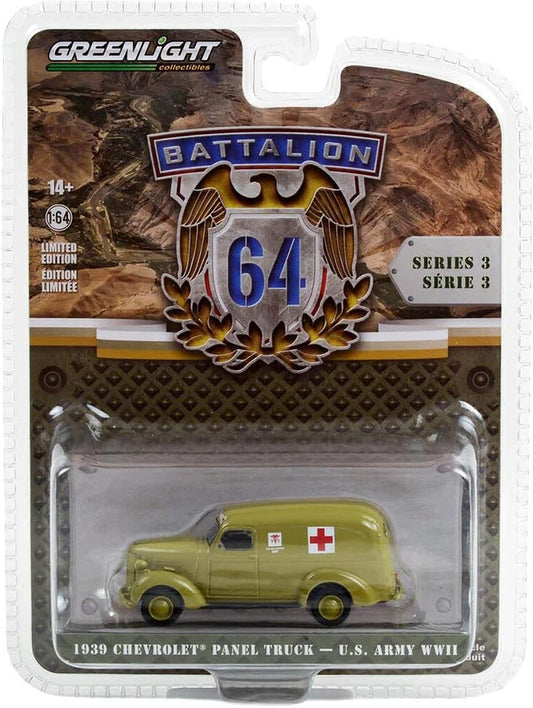 Greenlight - 1939 Chevrolet Panel Van U.S. Army World War II - Series Battalion 64 - Scala 1/64