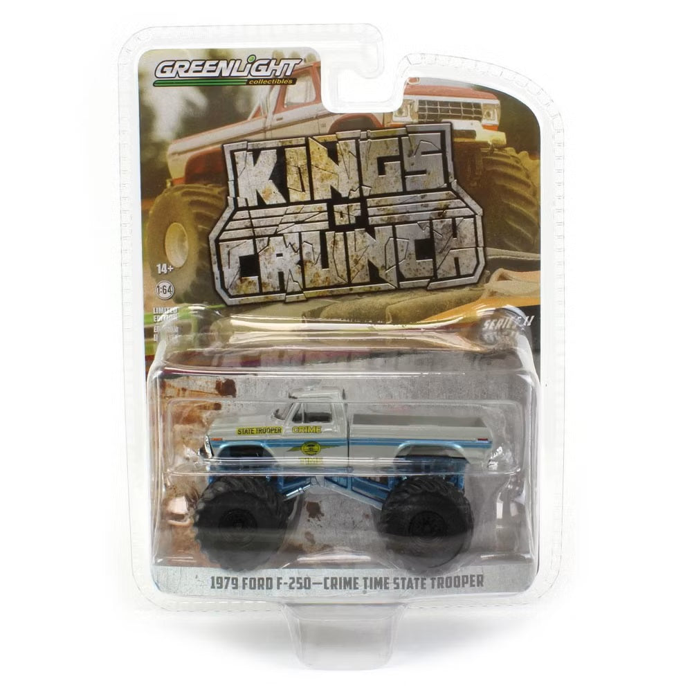 Greenlight Collectibles - 1979 Ford F-250 Crime Time State Trooper Monster Truck Kings of Crunch - 1/64 Scale