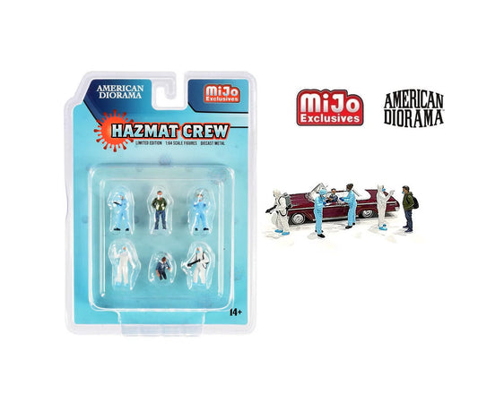 American Diorama - "Hazmat Crew" 6 piece Diecast Figurine Set Car Not Included - MiJo Exclusives - Scale 1/64 AD-76466MJ