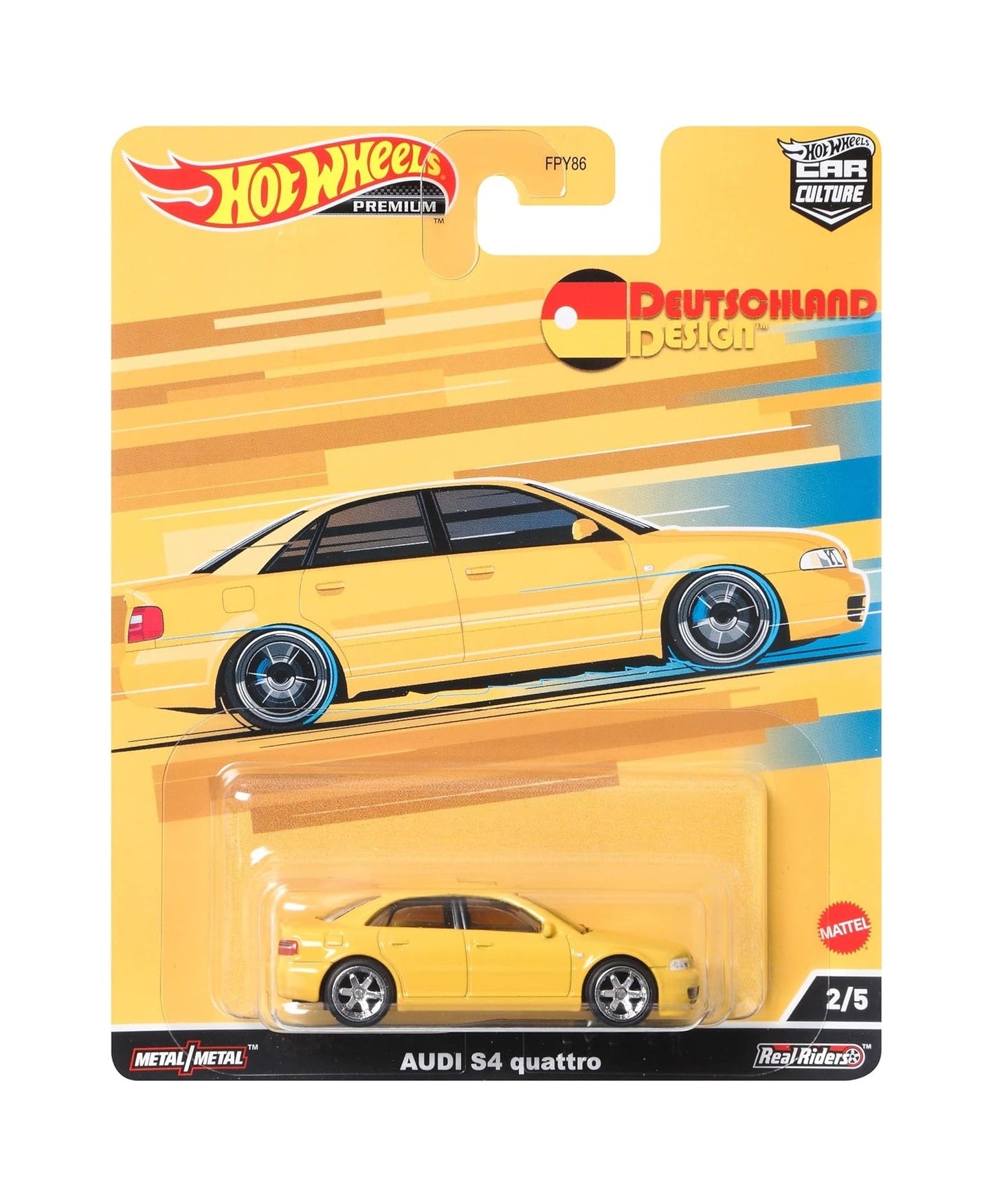 Hot Wheels Premium Audi S4 quattro Yellow - Series Car Culture - Scale 1/64