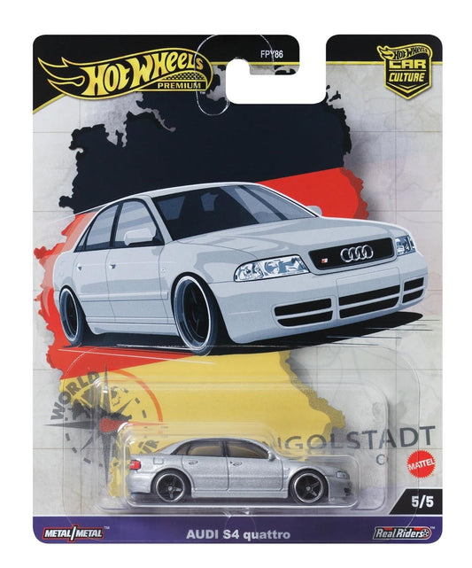 Hot Wheels Premium Audi S4 quattro Silver - Series Car Culture - Scale 1/64