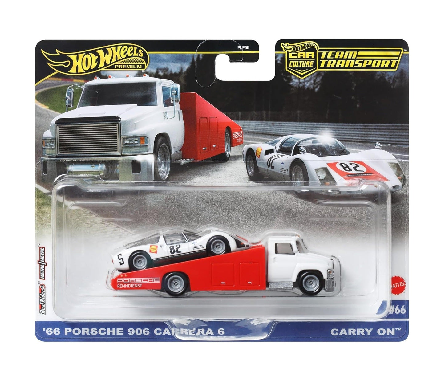 Hot Wheels Premium - '66 Porsche 906 Carrera 6 + Carry On - Series Car Culture Team Transport - Scale 1/64