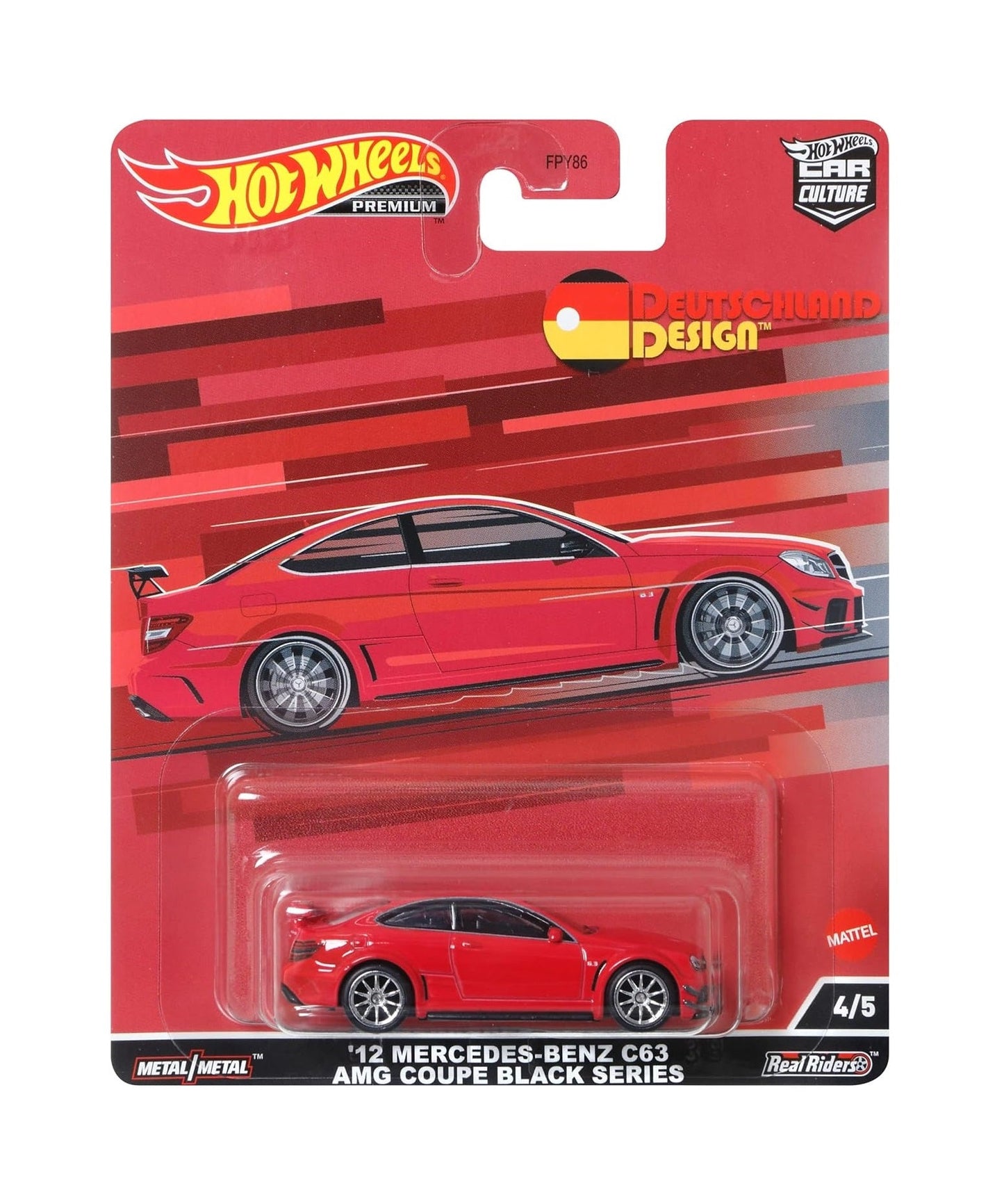 Hot Wheels Premium2012 Mercedes-Benz C63 AMG Coupe Black RED - Series Car Culture - Scale 1/64