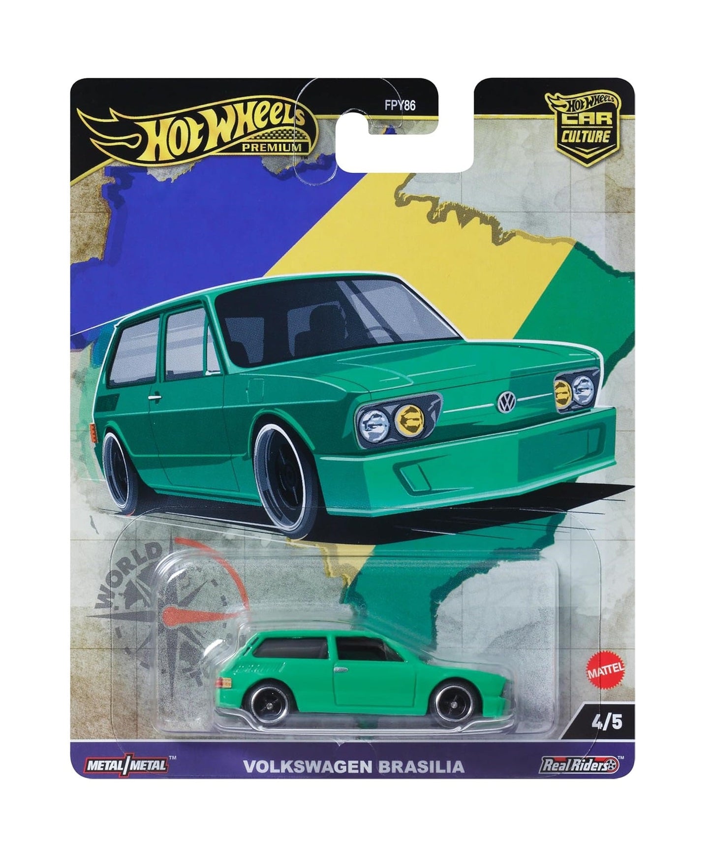 Hot Wheels Premium - Volkswagen Brasilia Green - Series Car Culture - Scala 1/64