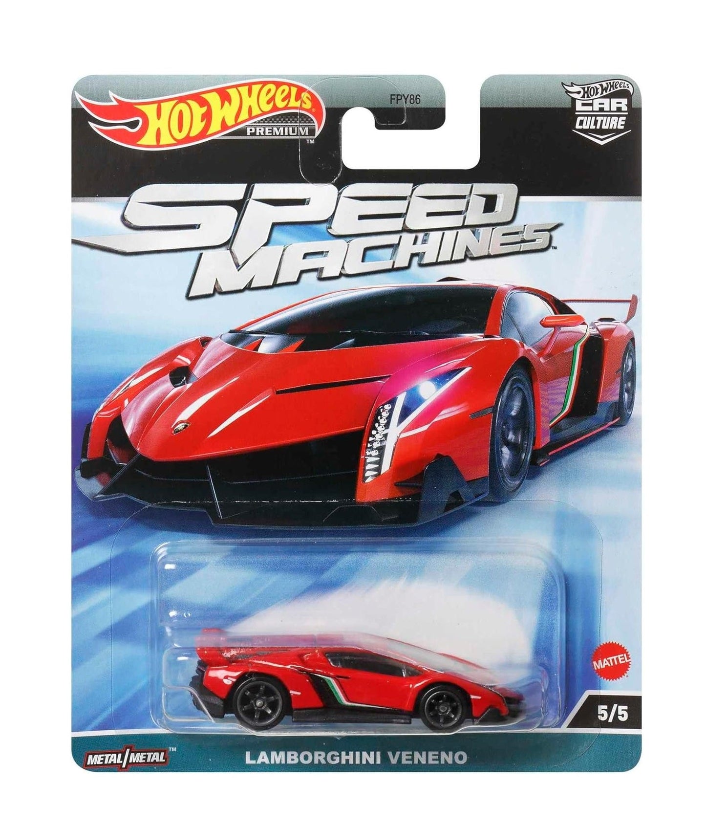 Hot Wheels Premium - Lamborghini Veneno Red Speed ​​Machine - Scale 1/64