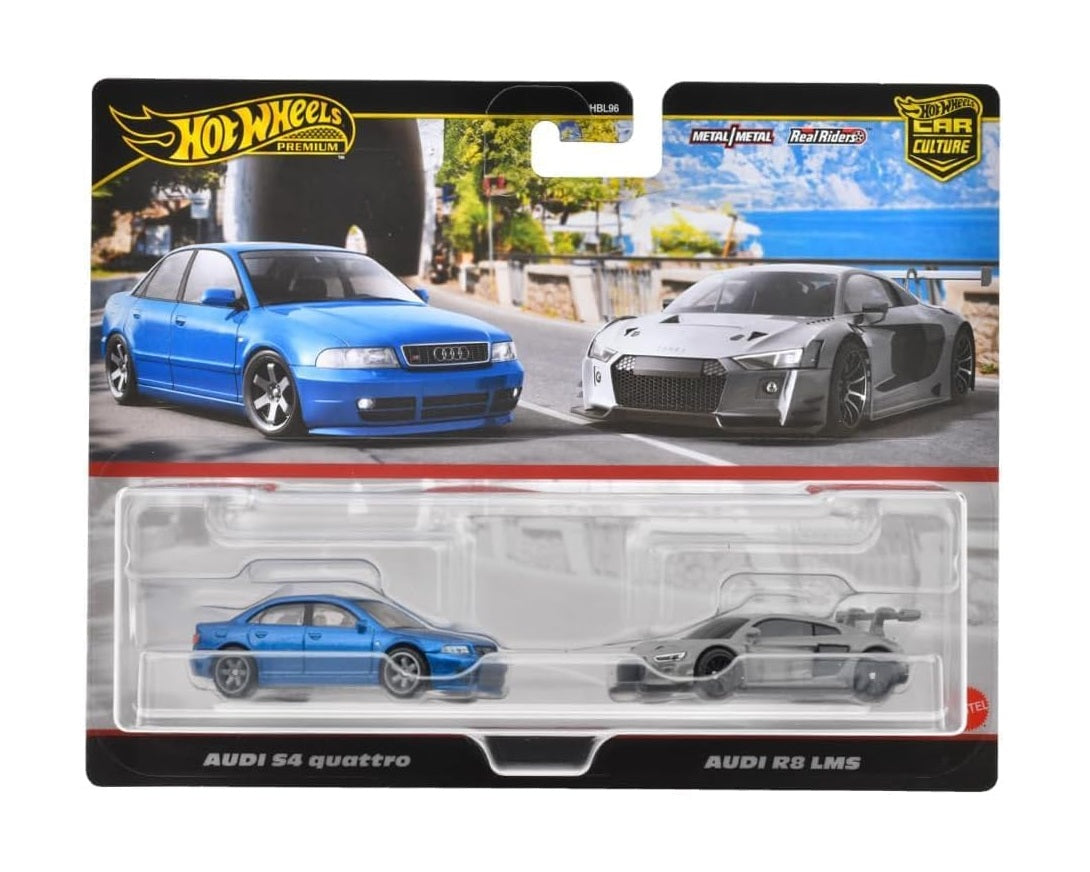 Hot Wheels Premium - 2 Pack Audi S4 Quattro / Audi R8 LMS - Scala 1/64