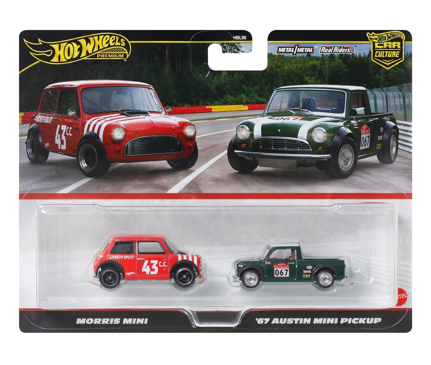 Hot Wheels Premium 2 Pack Morris Mini / '67 Austin Mini Pickup - 1/64 Scale