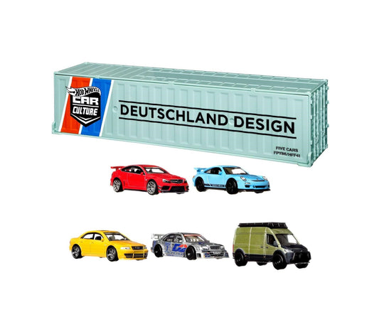 Hot Wheels Premium - Set Container con 5 veicoli - Series Car Culture Deutschland Design - Scala 1/64