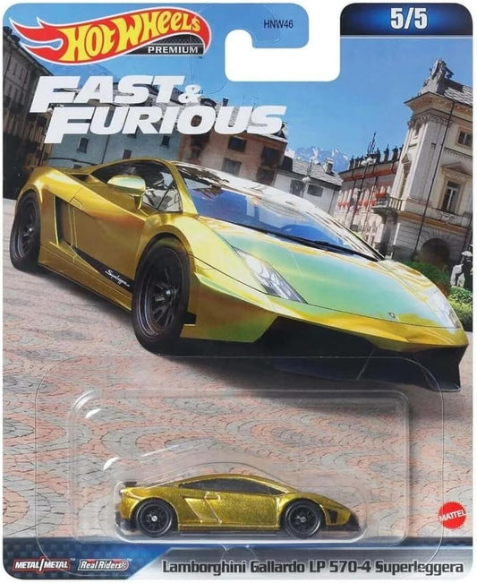 Hot Wheels Premium - Lamborghini Gallardo LP 570-4 Superleggera (Gold) - Series Fast and Furious - Scala 1/64