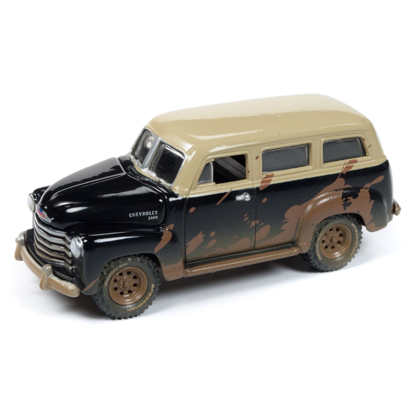 Johnny Lightning - Jeep CJ-5 Renegade Dirty Version Red & 1950 Chevrolet Suburban 3100 Dirty Version Black - Scala 1/64