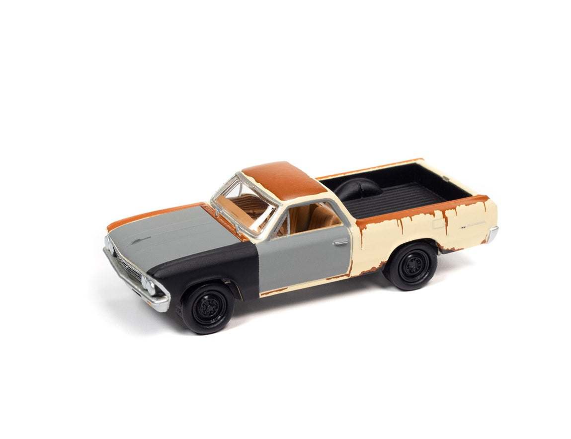 Johnny Lightning - 1966 Chevrolet El Camino in Lemonwood Yellow Gloss with Primer &amp; Rust - Project in Progress - Scale 1/64