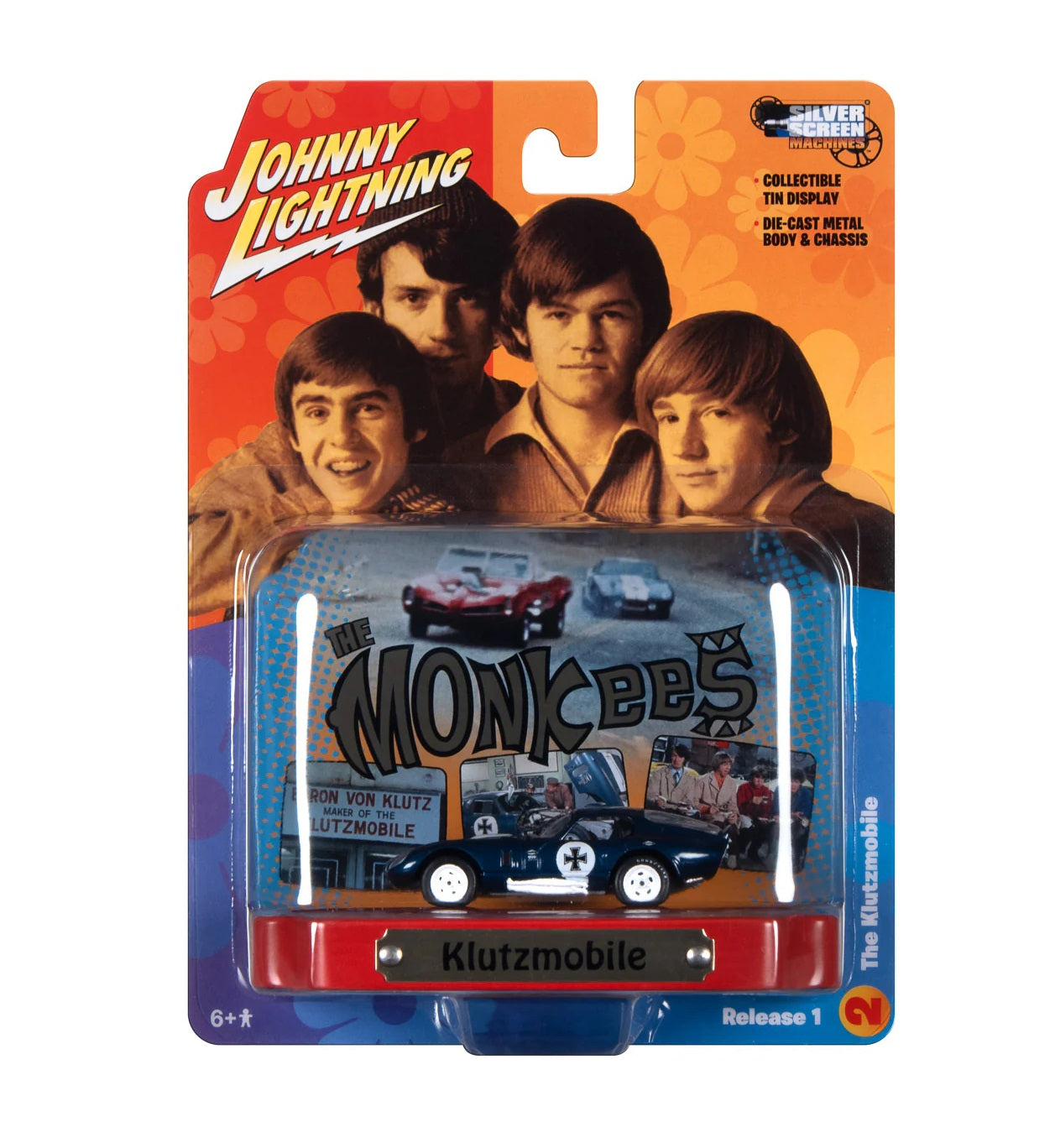 Johnny Lightning - The Monkees Shelby Daytona Cobra The Klutzmobile with Tin display - Scala 1/64 JLDR018