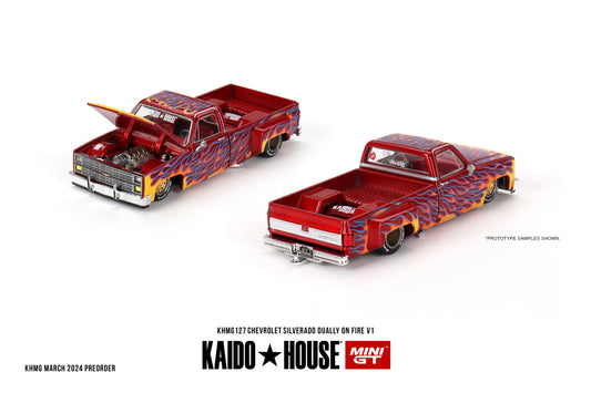 Mini GT - Chevrolet Silverado Dually on Fire V1 - KAIDO HOUSE - Scale 1/64 KHMG127