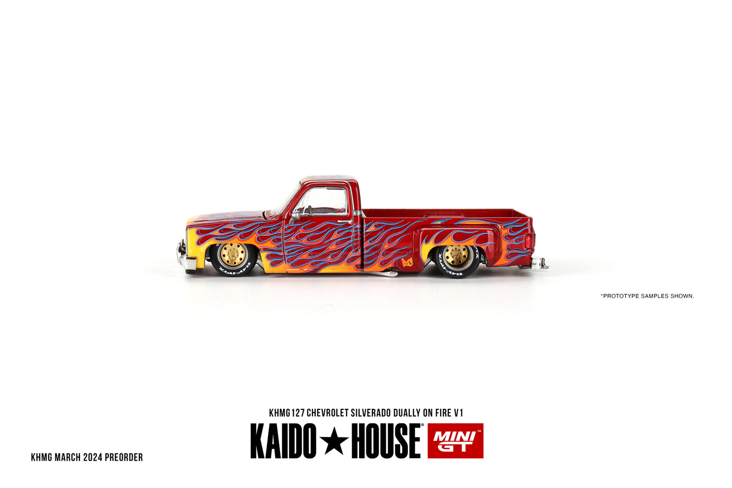 Mini GT - Chevrolet Silverado Dually on Fire V1 - KAIDO HOUSE - Scala 1/64 KHMG127