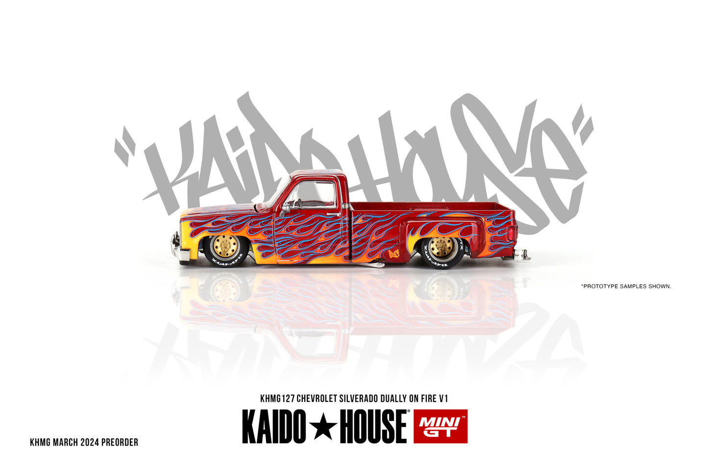 Mini GT - Chevrolet Silverado Dually on Fire V1 - KAIDO HOUSE - Scale 1/64 KHMG127