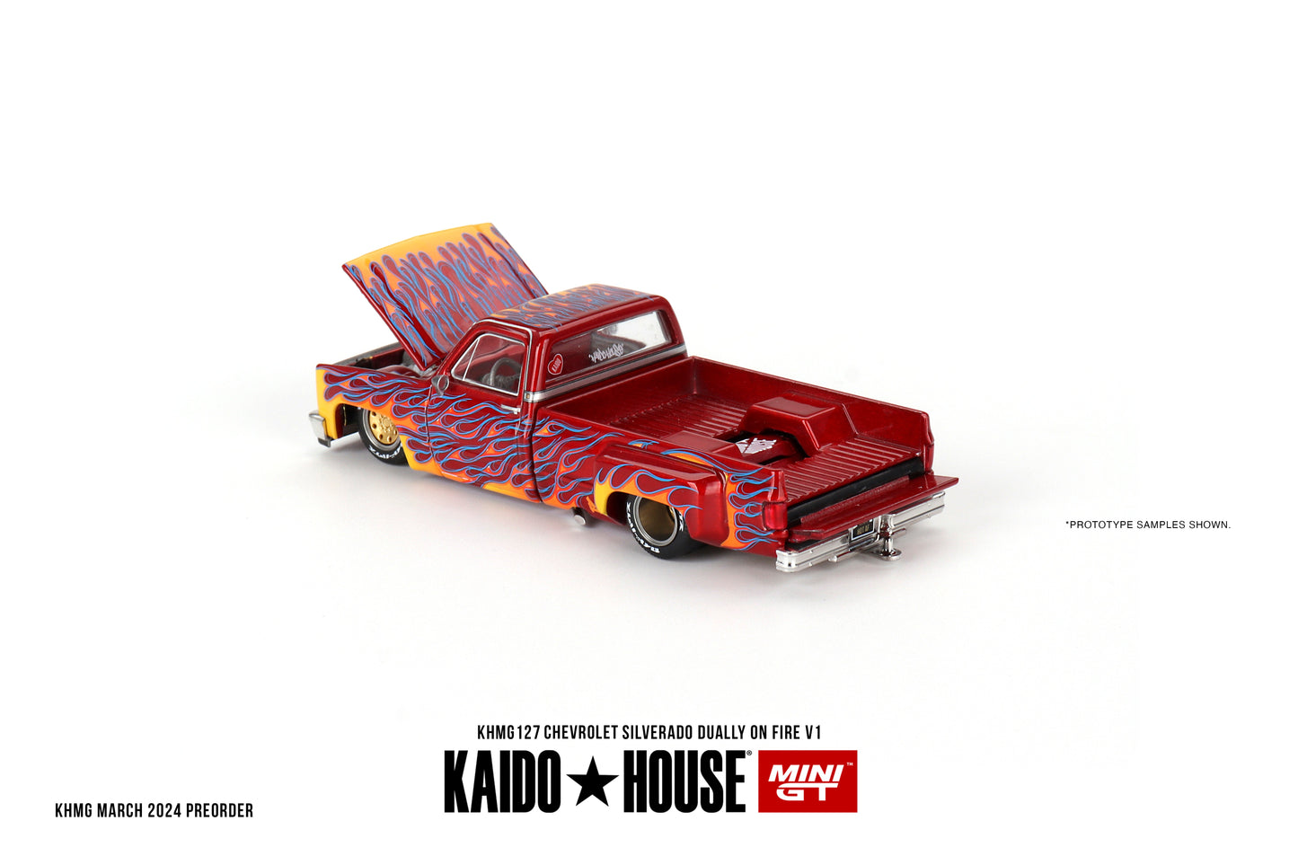 Mini GT - Chevrolet Silverado Dually on Fire V1 - KAIDO HOUSE - Scala 1/64 KHMG127