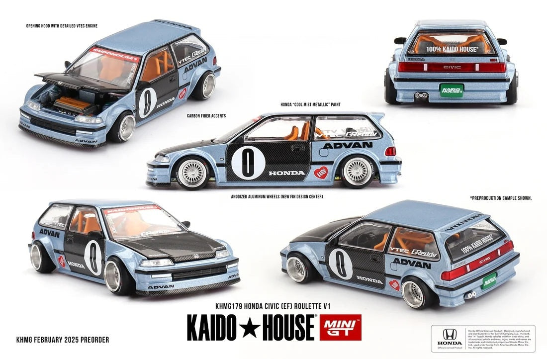 [PRE-ORDER] Mini GT Kaido House - Honda Civic (EF) ROULETTE V1 1987 - Scale 1/64 KHMG179