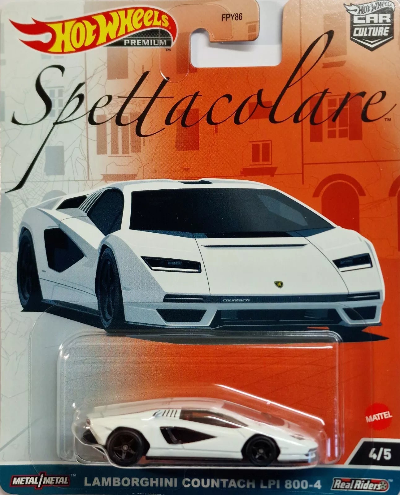 Hot Wheels Premium - Lamborghini Countach LPI 800-4 White Spettacolare - Series Car Culture - Scala 1/64