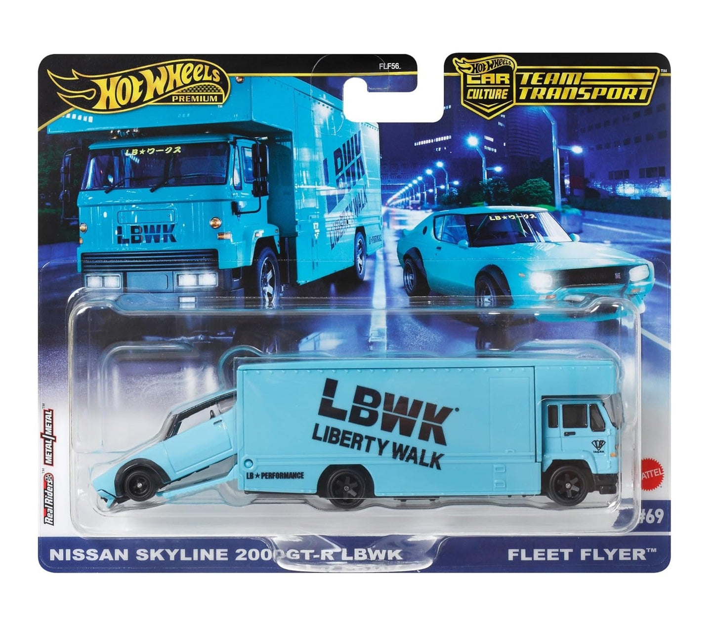 Liberty Walk Nissan Skyline 2000GT-R Fleet Flyer Truck - Series Car Culture Team Transport - Hot Wheels Premium - Scale 1/64