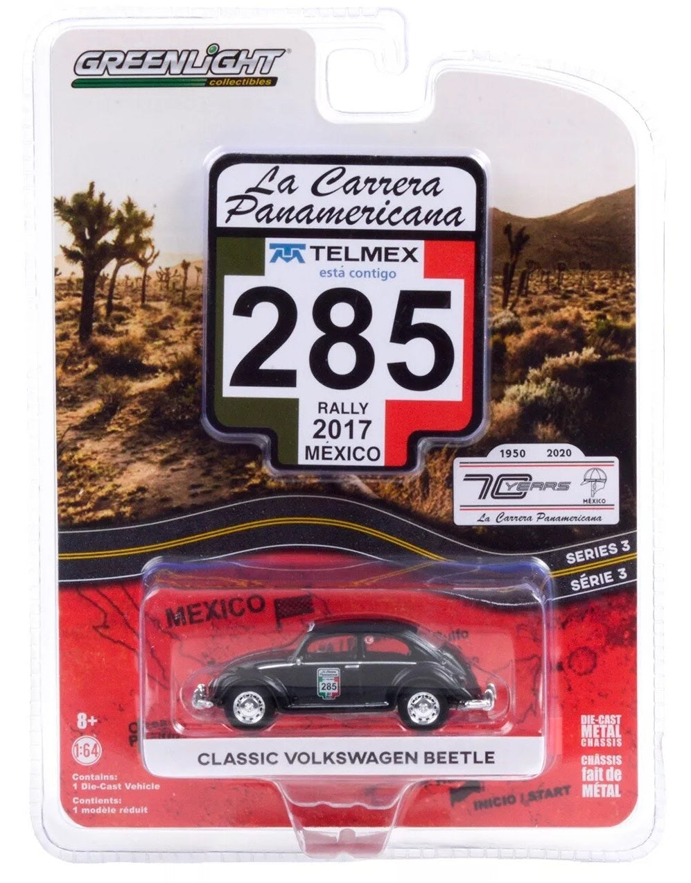 Greenlight - Classic Volkswagen Beetle #285 Black La Carrera Panamerica - Greenlight - Scale 1/64