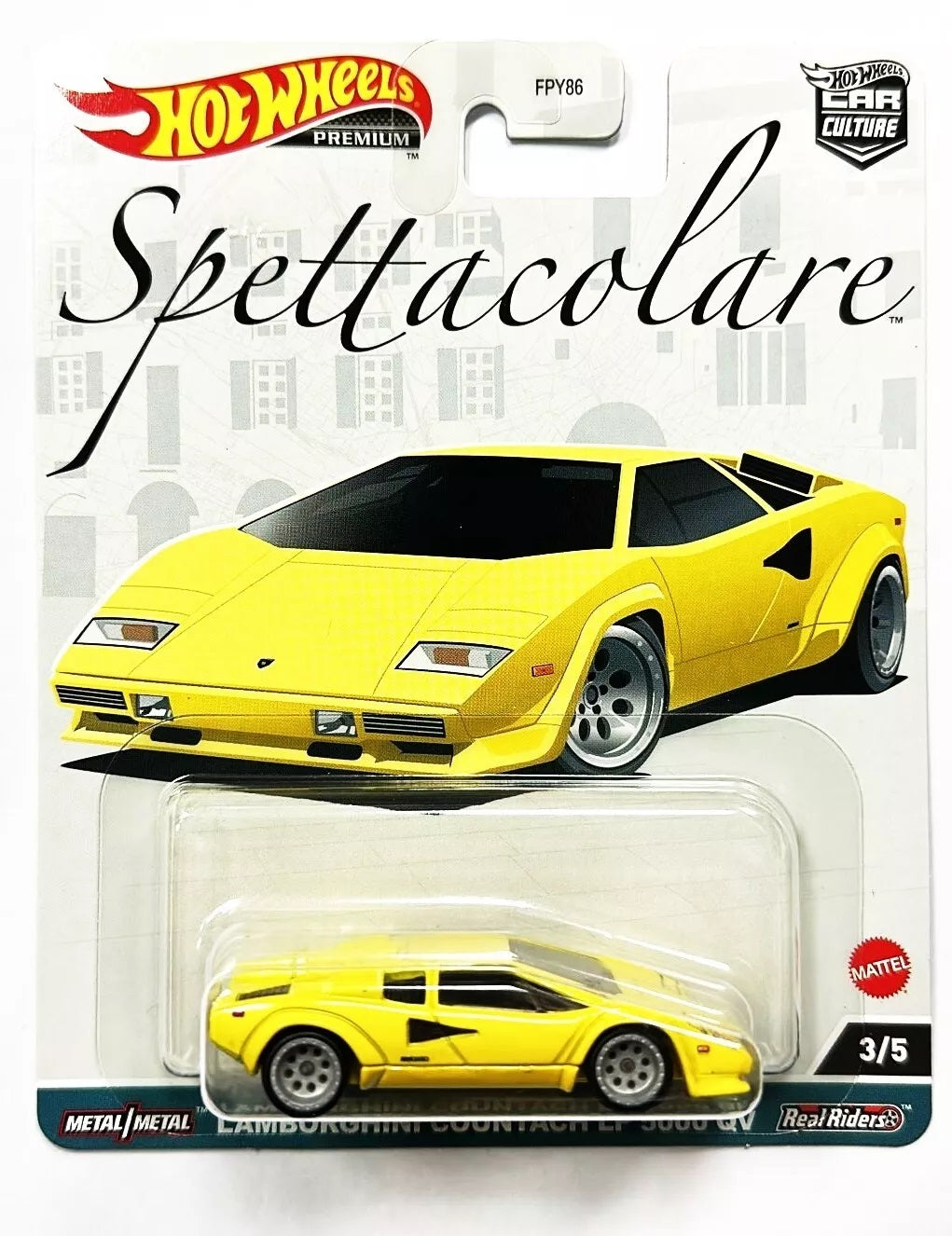 Hot Wheels Premium - Lamborghini Countach LP 5000 QV Yellow Spectacolare - Series Car Culture - Scale 1/64