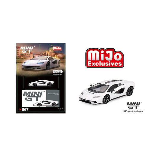 Mini GT - Lamborghini Countach LPI 800-4 Bianco Siderale MiJo Exclusives LHD - Scala 1/64 MGT00567-MJ