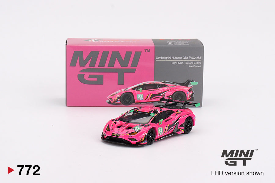 Mini GT - Lamborghini Huracán GT3 EVO2 #83 Iron Dames 2023 IMSA Daytona 24 Hrs - Scale 1/64 MGT00772-L