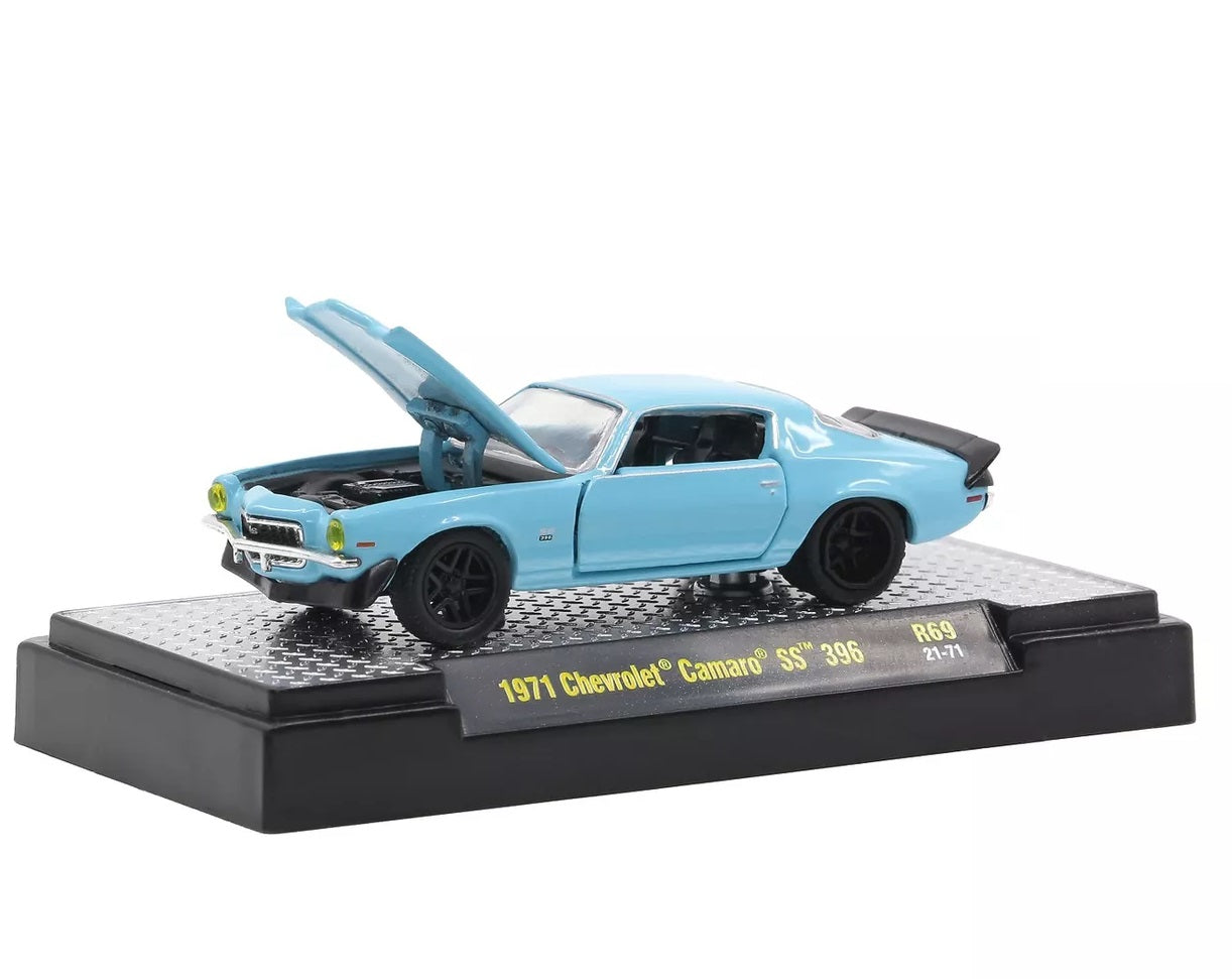 M2 Machines Chevrolet Camaro SS 396 1971 Blue  - Scala 1/64