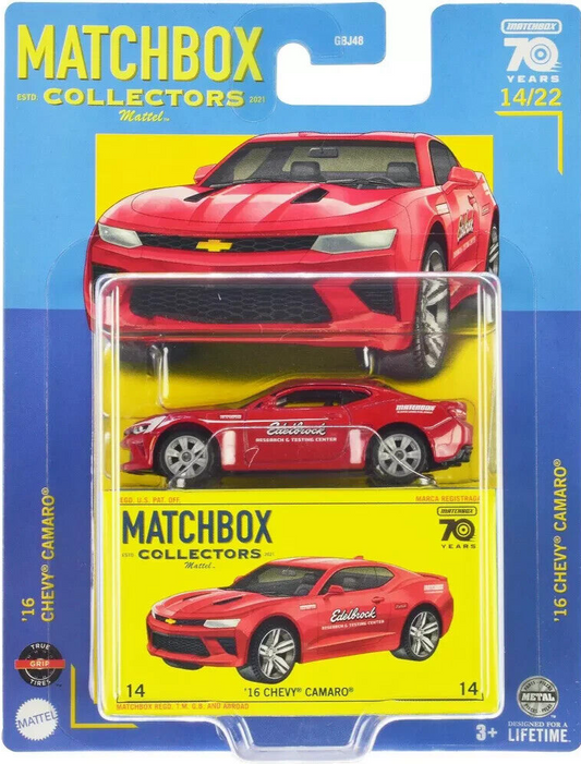 Matchbox - Chevrolet Camaro Edelbrock 2016 #14 - Matchbox Collectors - Scale 1/64 Approximately