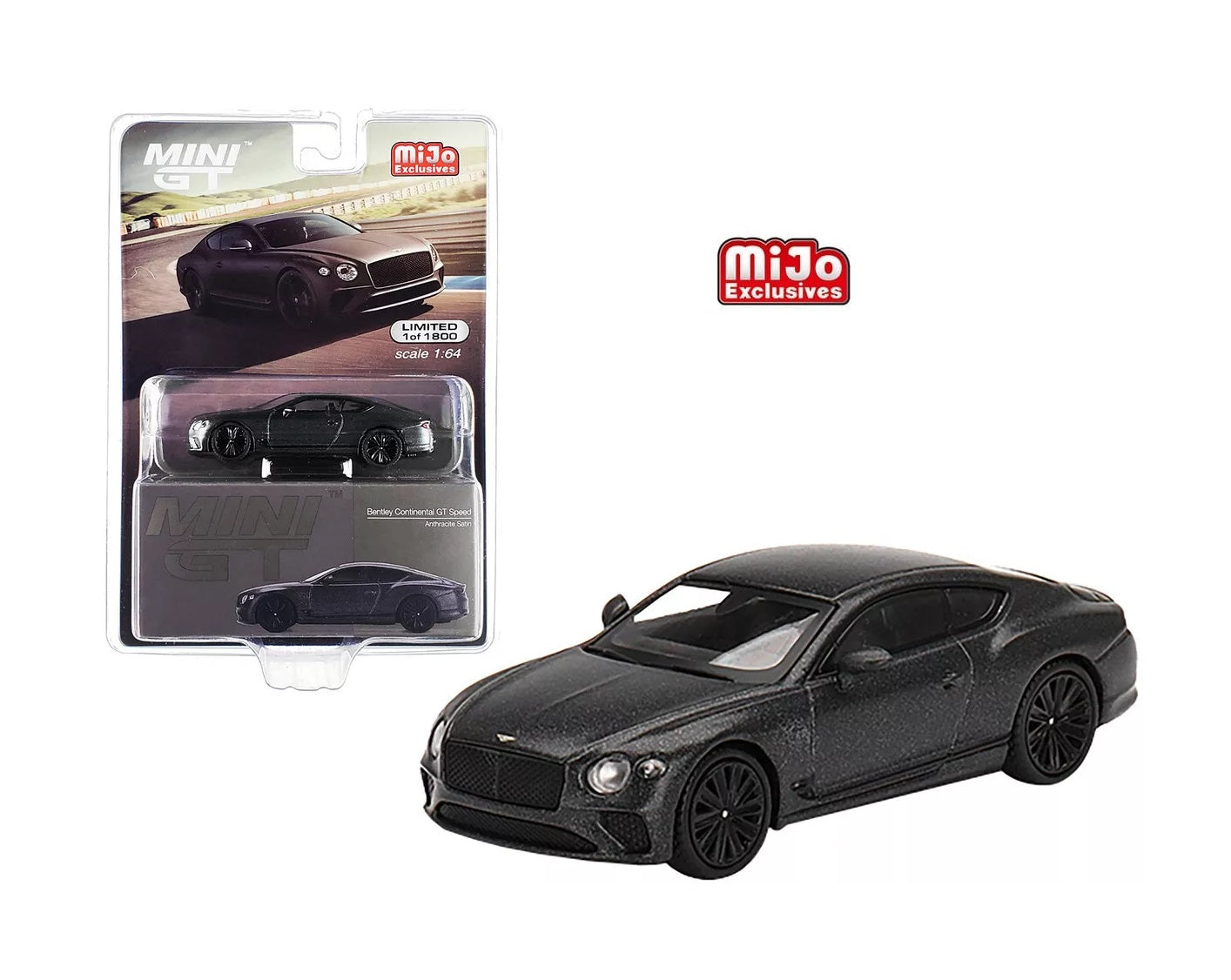 Mini GT - Bentley Continental GT Speed Anthracite Satin MiJo Exclusives LHD  - Scala 1/64 MGT00442-MJ