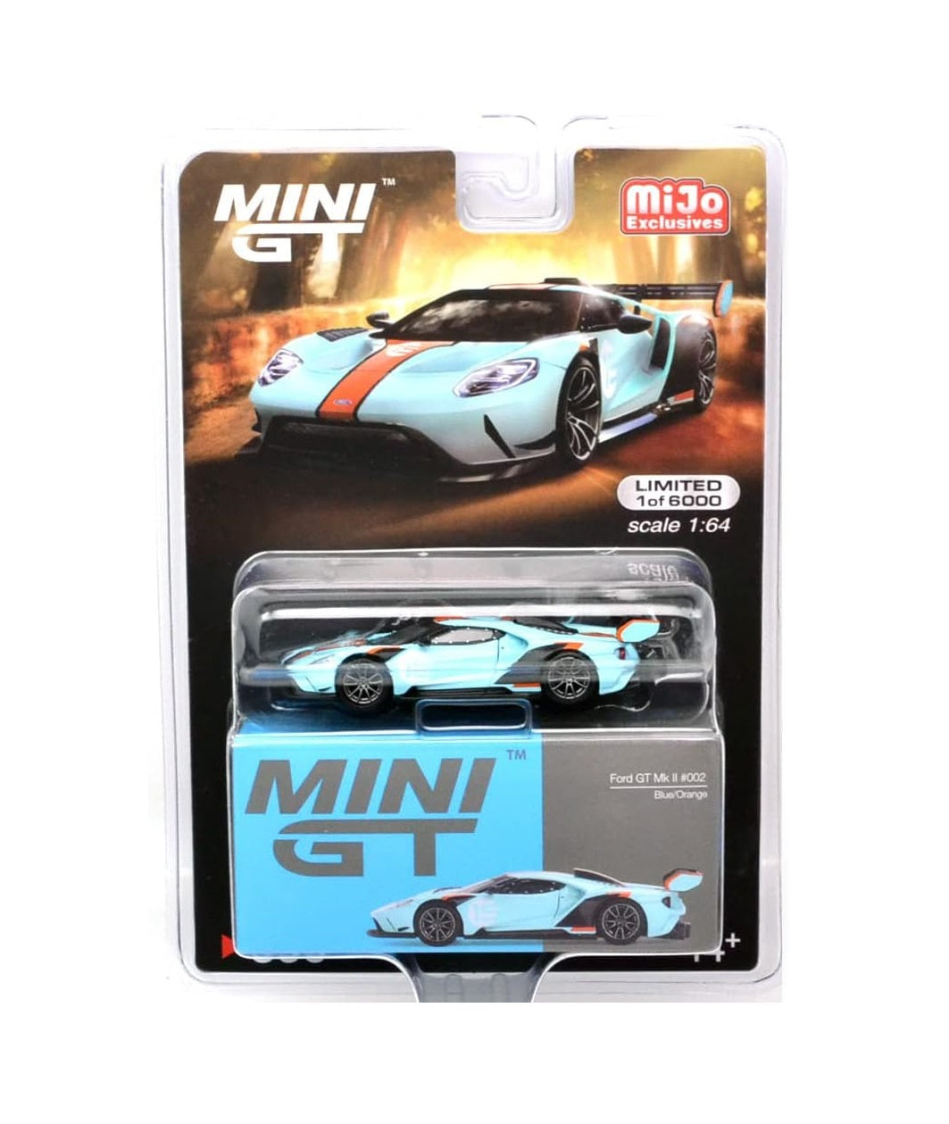 Mini GT - Ford GT Mk II #002 Blue / Orange MiJo Exclusives - Scala 1/64 MGT00359-MJ