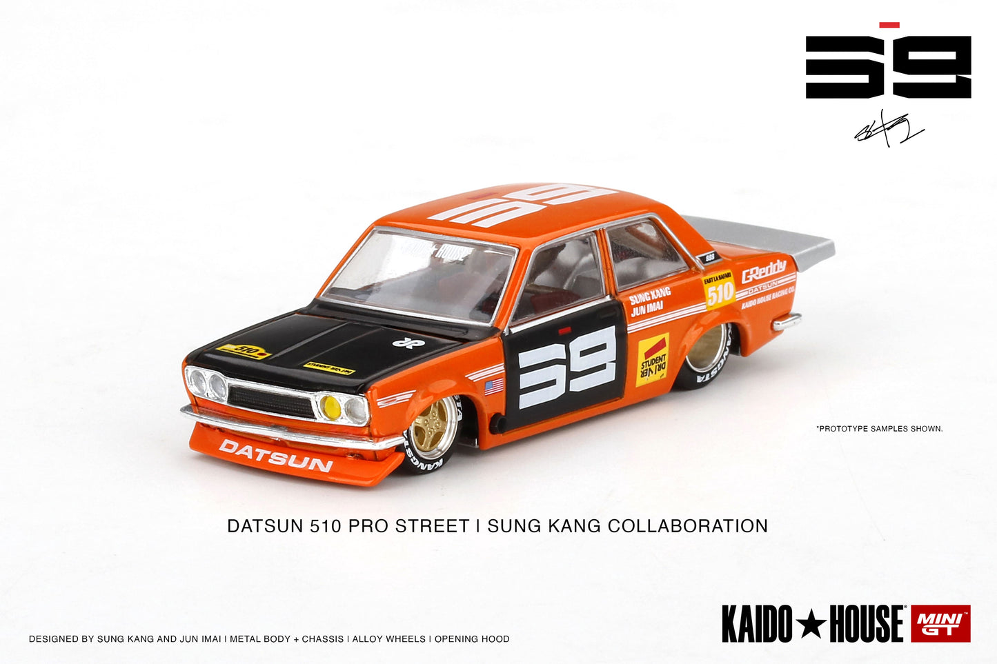 KAIDO HOUSE Mini GT - Datsun 510 Pro Street SK510 Orange - Scala 1/64 KHMG004