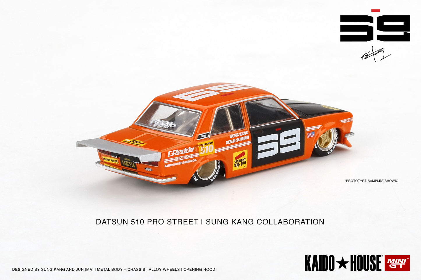 KAIDO HOUSE Mini GT - Datsun 510 Pro Street SK510 Orange - Scala 1/64 KHMG004