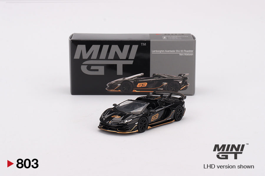 Mini GT - Lamborghini Aventador SVJ 63 Roadster Nero Aldebaran - Scale 1/64 MGT00803-R