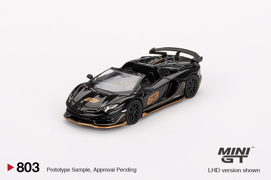 Mini GT - Lamborghini Aventador SVJ 63 Roadster Nero Aldebaran - Scale 1/64 MGT00803-R