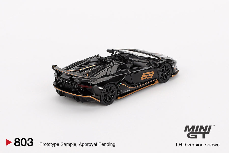 Mini GT - Lamborghini Aventador SVJ 63 Roadster Nero Aldebaran - Scala 1/64  MGT00803-R