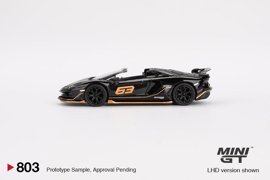 Mini GT - Lamborghini Aventador SVJ 63 Roadster Nero Aldebaran - Scala 1/64  MGT00803-R