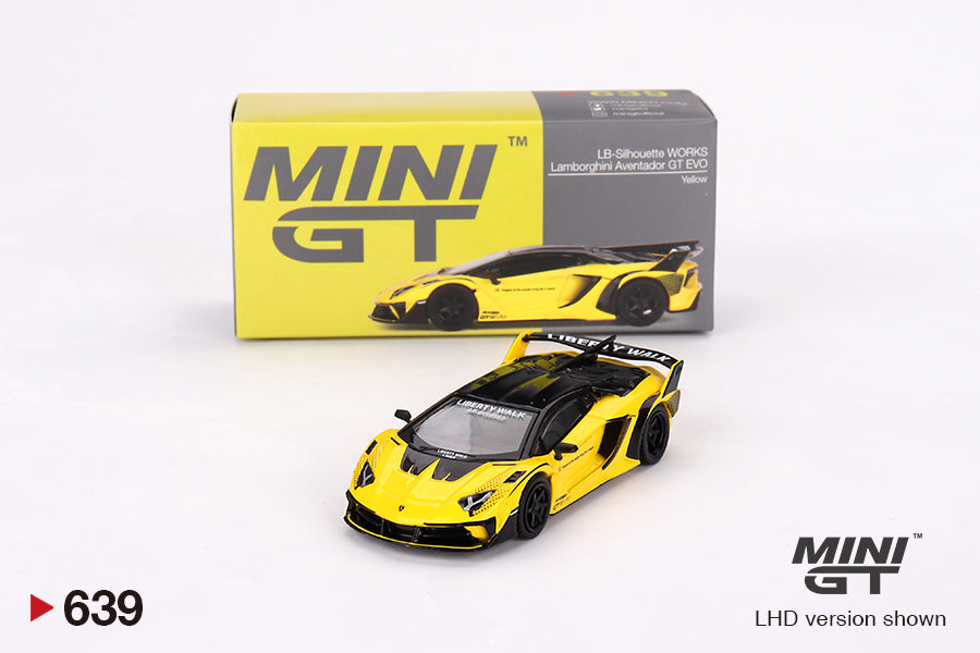 Mini GT - Lamborghini LB-Silhouette WORKS Aventador GT EVO Yellow - Scale 1/64 MGT00639-L