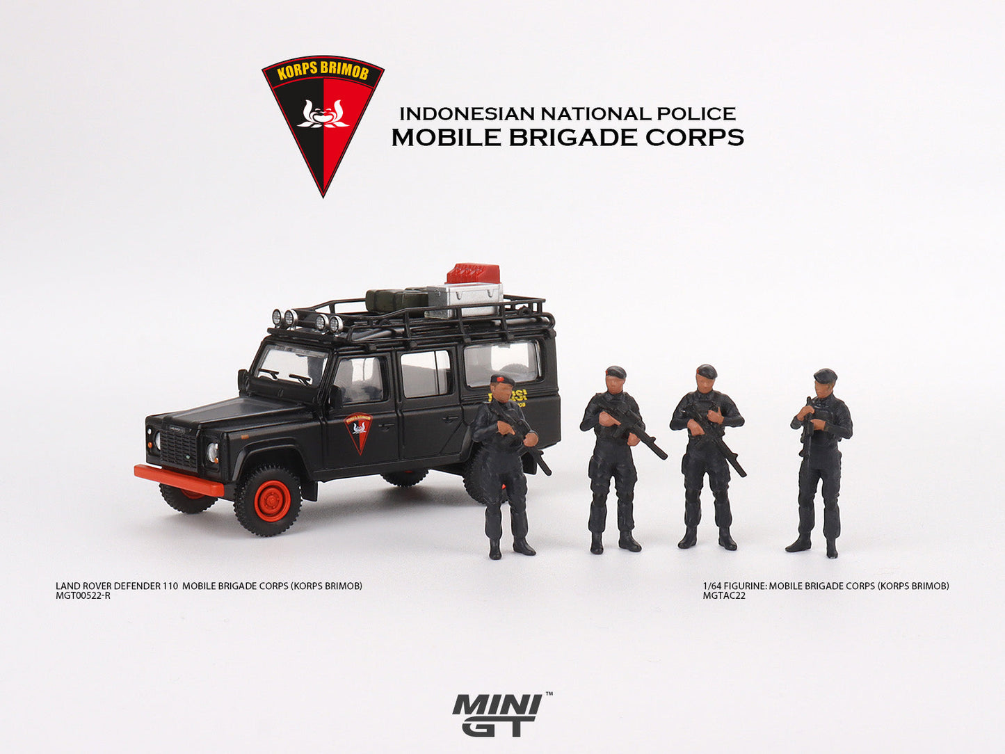 Mini GT - Land Rover Defender 110 Mobile Brigade Corps (KORPS BRIMOB) - Scala 1/64 MGT00522-R