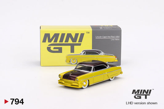 Mini GT - Lincoln Capri Hot Rod 1954 Lime Yellow LHD - Scale 1/64 MGT00794