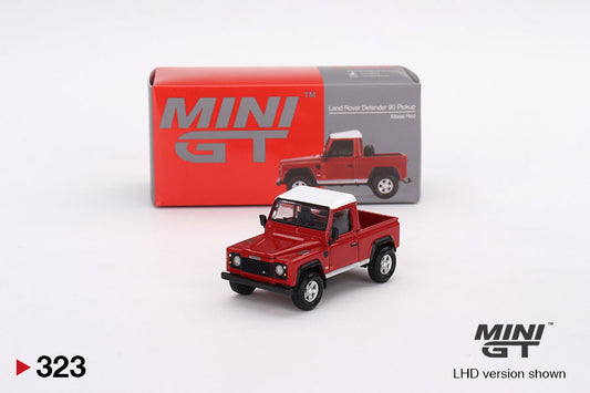 Mini GT - Land Rover Defender 90 Pickup Masai Red LDH - Scala 1/64 MGT00323