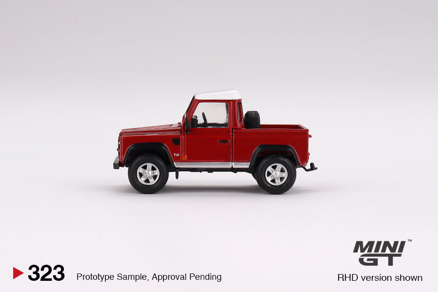 Mini GT - Land Rover Defender 90 Pickup Masai Red LDH - Scale 1/64 MGT00323