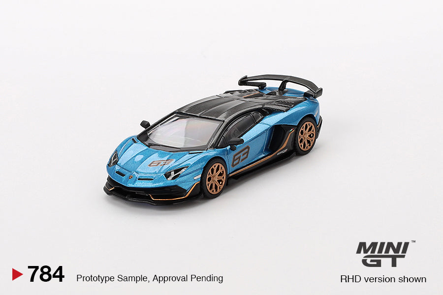 Lamborghini Aventador SVJ 63 Blu Aegir - Mini GT - Scale 1/64 MGT00784