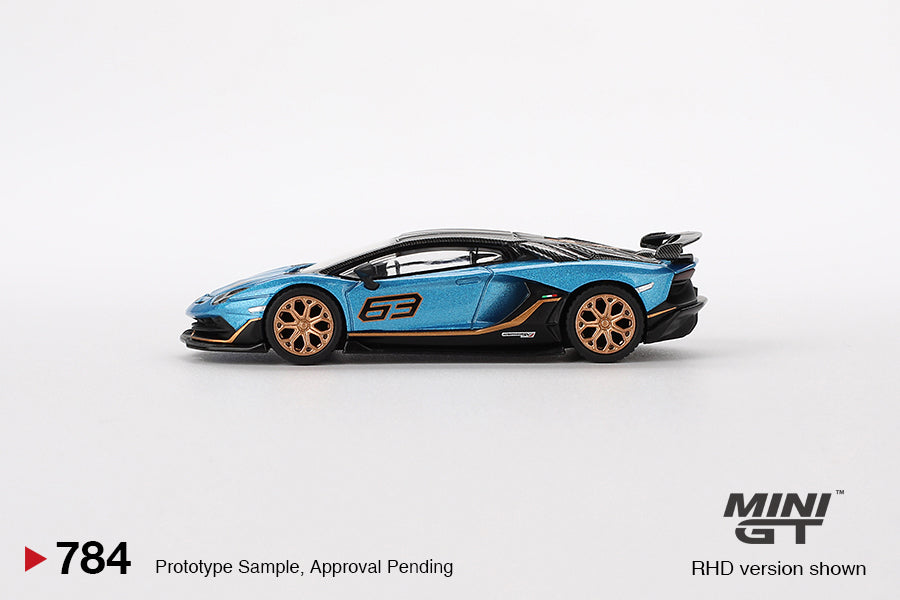 Lamborghini Aventador SVJ 63 Blu Aegir - Mini GT - Scale 1/64 MGT00784